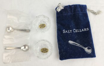 Vintage Glass Bohemia Handmade Crystal Salt Cellars With Spoons