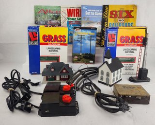 Lot Of Model Train Items, Landscaping, Buildings, Parts, Accessories And Research Materials