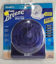 CirculAir Portable Breeze Battery Operated Desk Fan - New Sealed