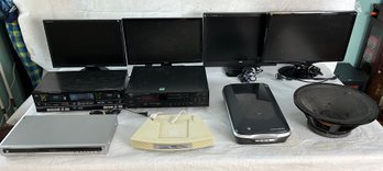 Lot Of Electronics - Audio Equipment, Klipsch Woofer, Epson Scanner, Monitors