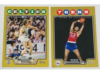 Lot Of 2 Numbered 2008 Topps Larry Bird & Wilt Chamberlain /2008