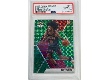 2019 Panini Mosaic Coby White #211 Green Mosaic PSA 10