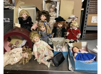 Large Lot Of Porcelain Dolls