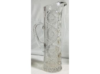 Tall 13' Very Heavy Cut Crystal Pitcher Incredible Quality