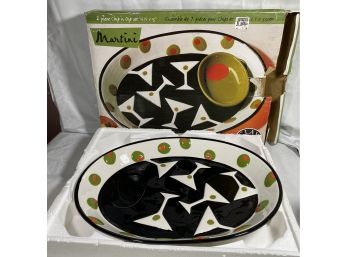 Clay Art Martini Chip N Dip Set Missing Dipping Dish Very Nice Platter