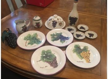 Lot Of Grape / Wine Themed Dish Decor Set