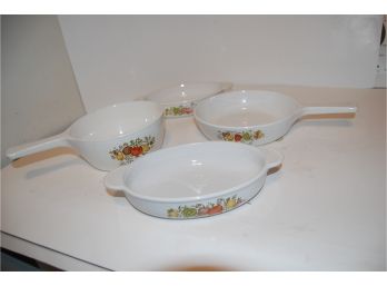 Lot Of 4 Vintage Corning Ware - 2 Spice Of Life, 1 Le Persil, 1 La Marjolaime