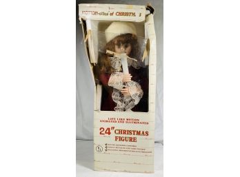 Vintage 1986 Telco Motio-nettes 24' Animated Doll Victorian Caroler Christmas