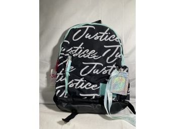 New NWT Justice Girls Baby Blue White Black Backpack