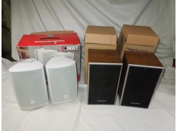 Lot Of 2 Sets Of Speakers - Realistic Minimus & Dual 3-way Indoor/outdoor LU-43PW