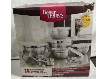 New In Box Better Homes And Gardens 18 Piece Stainless Steel Measure & Mix Set