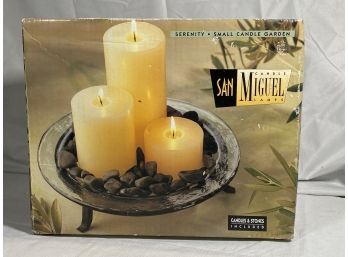 New Open Box San Miguel Serenity Candle Garden Holder Candles Stones