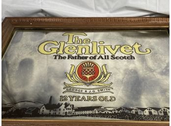 Vintage 20x15 The Gelnlivet Father Of Scotch George & J.G.Smith Mirror Advertising Sign Art