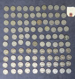 Lot Of 100 Buffalo Nickels, Eleven 1940s, Forty-nine 1950s, Forty 1964