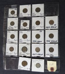 Lot Of 15 Flying Eagle One Cent Pieces 1857-1858