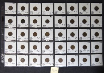 Lot Of 40 Indian Head Pennies 1907-1909