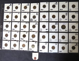 Lot Of 40 Indian Head Pennies, 1903-1905