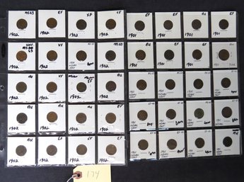 Lot Of 40 Indian Head Pennies, 1901-1902