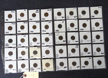 Lot Of 40 Indian Head Pennies, Mixed Dates