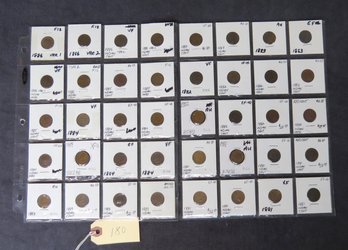 Lot Of 40 Indian Head Pennies, 1881-1886