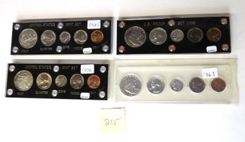 Four United States Mint Sets 1945, 1946, 1958 And 1963