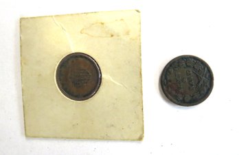 One 1864 Union Forever Patriotic Token And One Army-Navy Token Has One Side Badly Worn