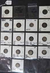 Lot Of 16 Liberty Seated Half Dimes