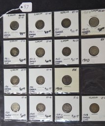 Lot Of 15 Barber Dimes