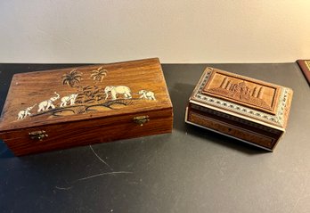 Two Boxes Carved And Inlayed