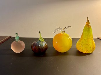 Four Pieces Glass Fruit