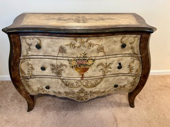 Three Drawer Bombe Paint Decorated Dresser