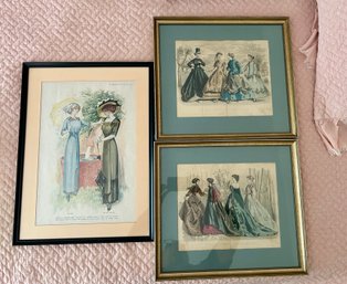 Three Vintage Fashion Prints