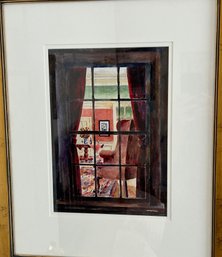 Red Drapes - Watercolor - Signed Luke Volpe - 18.5x22 Framed