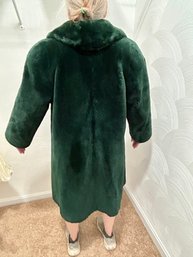 Green Beaver Fur Coat - Desco Canada - Size 6