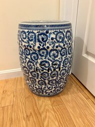 Blue And White Ceramic Garden Seat 18 Inches Tall - 14 Inches Wide