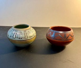 Two Southwest Style Pottery Bowls (one Marked Japan)