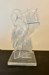 M. Mevorach Acrylic/lucite Abstract Sculpture  Base- 9x9  18 Inches Tall