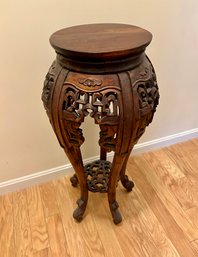 Asian Carved Fern Stand - 11.5x34