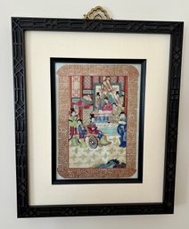 Asian Painting On Tile 8.5x12  Framed 16x19