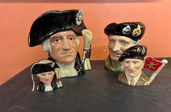 Four (4) Royal Doulton Jugs - (2) George Washington - (2) Viscount Montgomery