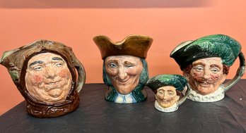 Four (4) Royal Doulton Jugs - (1) Friar Tuck - (1) Vicar Of Bray - (2) Cavalier