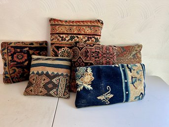 Six Pillows Made From Rugs