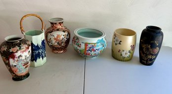 Five Asian Themed Vases/planters