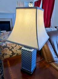 Blue And White Ceramic Table Lamp - 23 Inches