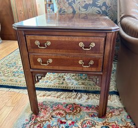 Lane Furniture 2 Drawer Chinese Chippendale Style Side Table  20x27x22