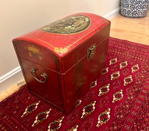 Dome Top Leather Covered Asian Style Box - 10x15.5x12