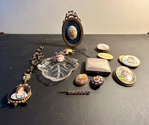 Jewelry Lot - Cameo - Mini Portraits - Compact - Etc