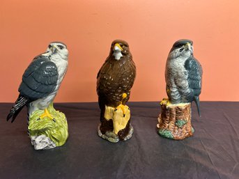 Three (3) Royal Doulton Scotch Whisky Decanters - Buzzard - Merlin - Peregrine Falcon