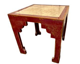 Asian Style Marble Top Side Table - 19x19x19