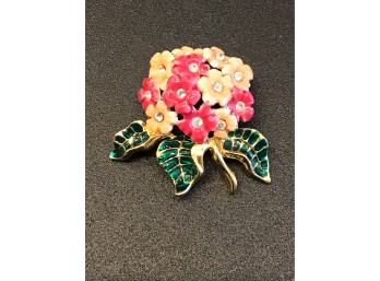 Enamel Floral Bouquet Pin Brooch By Joan Rivers